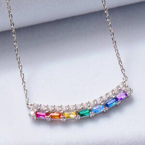 Dainty Rainbow Multicolor gemstone necklace, Charmed Aroma